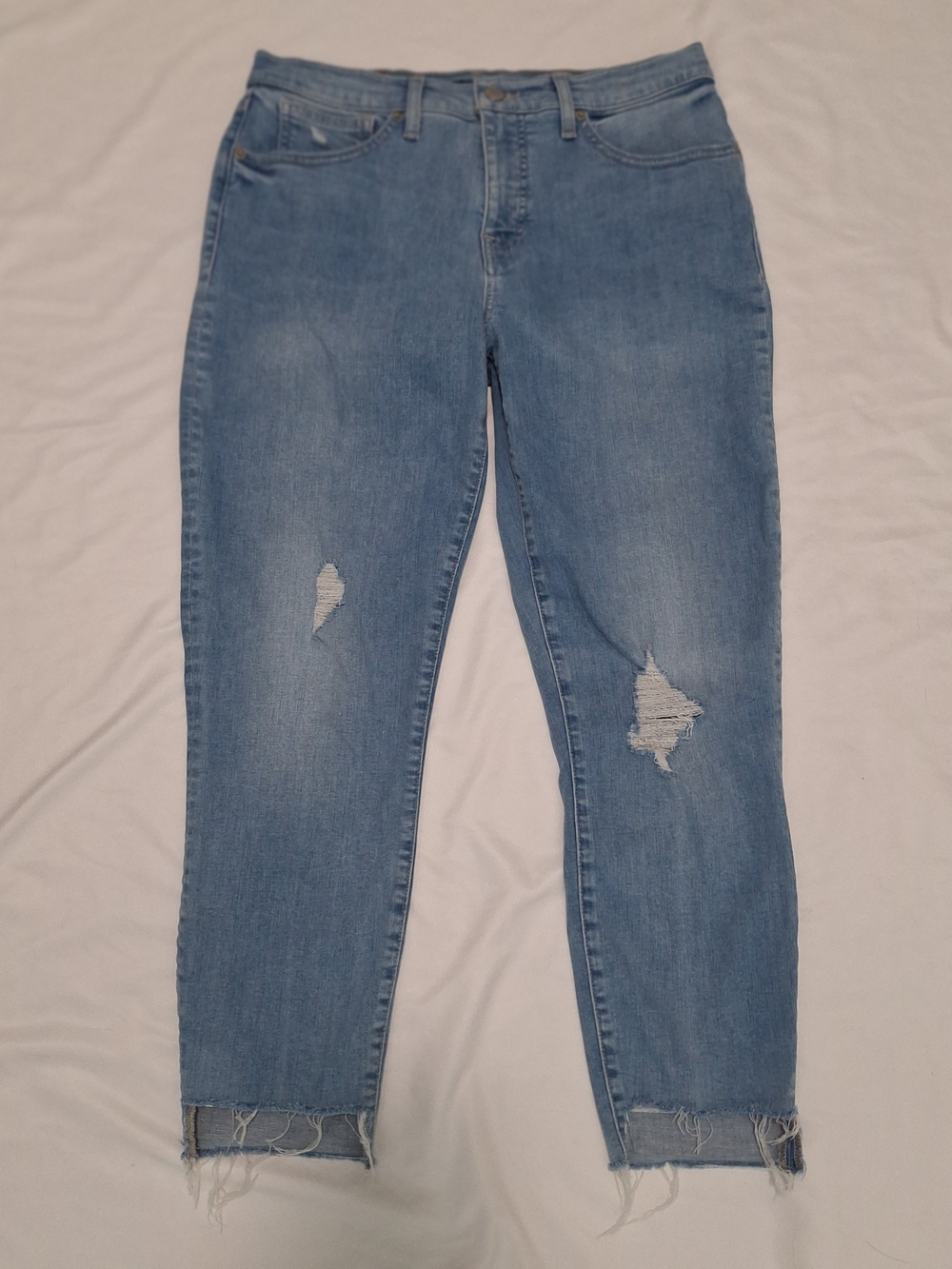 Lucky Brand Jeans Womens 10/30A Blue Mid Rise Skinny Distressed Hem Denim Jeans